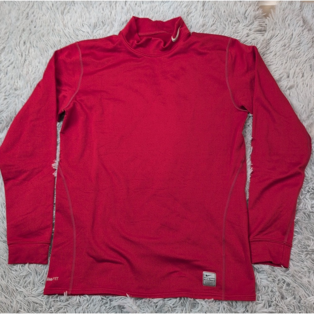 Nike Fit Shirt Mens XL Red Pro Compression Comfort Athletic Swoosh Baseball